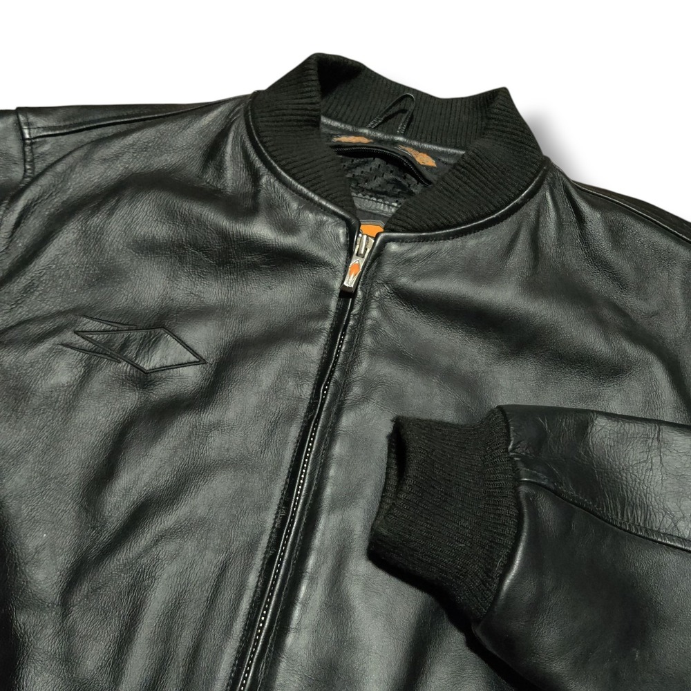 Power Trip‎ Motorcycle Jacket Mens Large Leather Black Heavy Riding Biker Coat